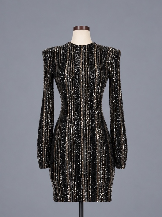 Aqua Dresses & Skirts - Aqua Black Sequin Long Sleeve Mini Dress – XS NWT
